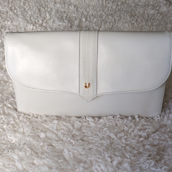 Emanuel Ungaro Handbags - Emanuel Ungaro White Leather Clutch with Gold Accent